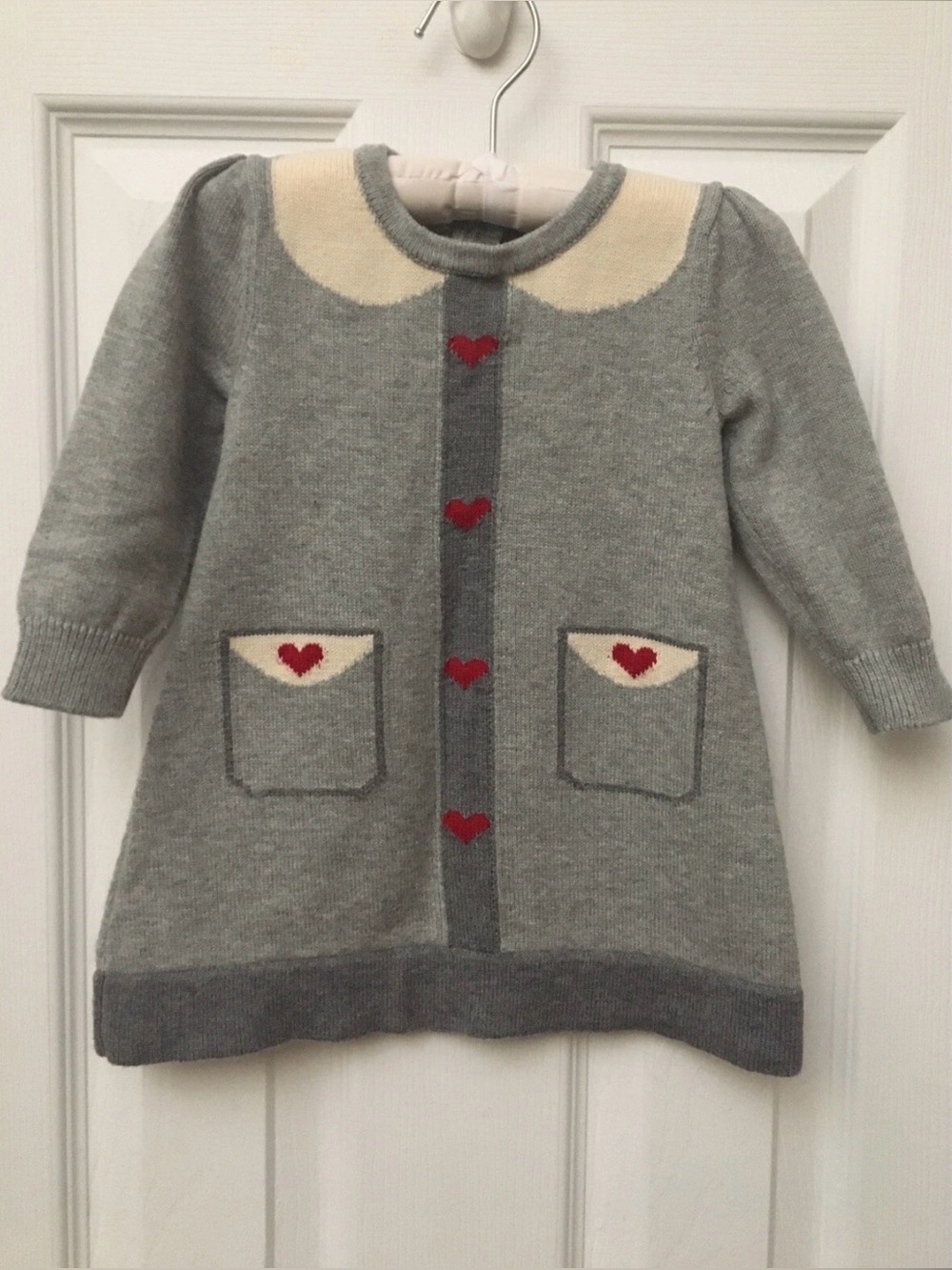 Baby Gap Dress 6-12 mo Infant Girl Knitted Fabric Heart Gray